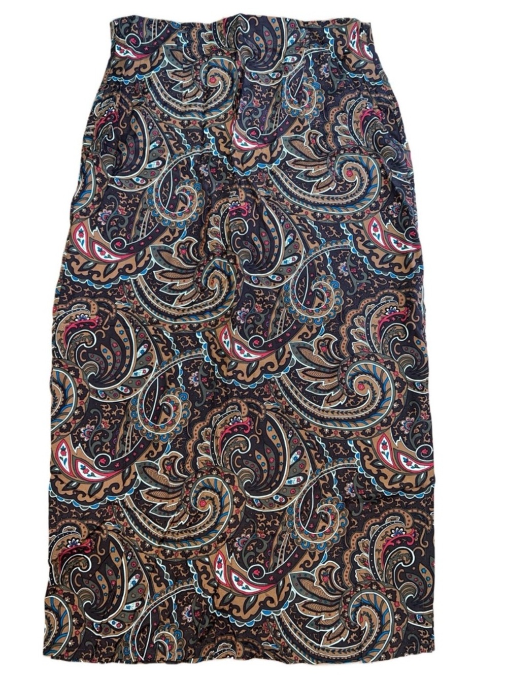 Printed Paisley Pencil Skirt - Brown Multi